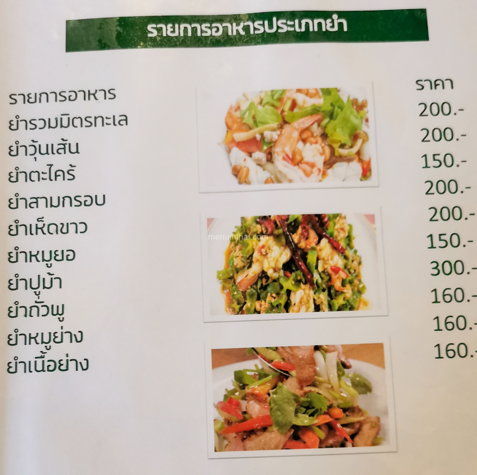 รายการอาหารประเภทยำ